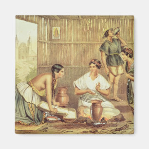 Indians Preparing Tortillas Magnet