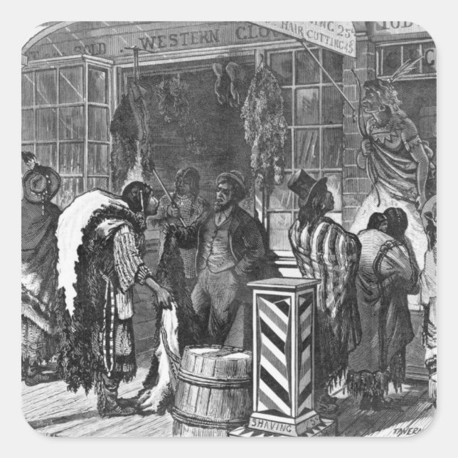 Indians Trading at a Frontier Town Square Sticker (Front)