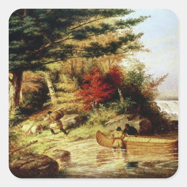 Indians transport furs through Canadian Square Sticker (Front)