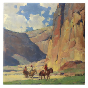 “IndiansThrough Canyon de Chelly” by Edgar Payne Ceramic Tile