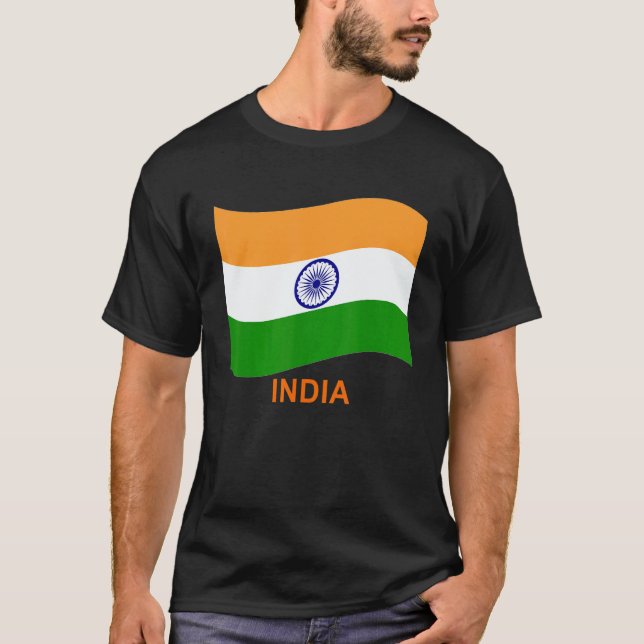 India's Bharat Indian Waving Flag T-Shirt (Front)