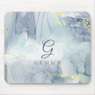 Indicolite Gold Glitter Watercolor Customisable Mouse Pad