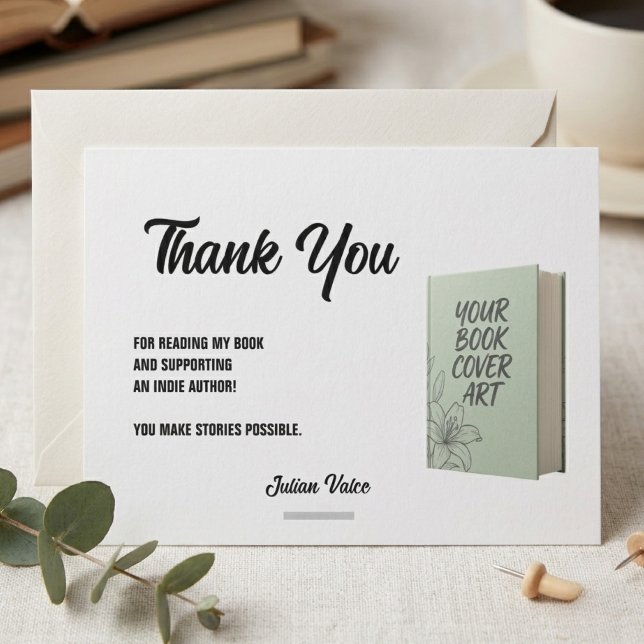 Indie Author Thank You Card Book Cover Reader Note (Creator Uploaded)