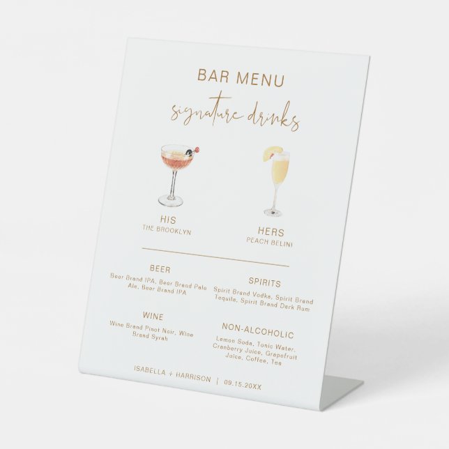 INDIE Bohemian Cocktail Signature Drink Bar Menu  Pedestal Sign (Front)