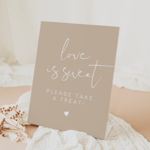 INDIE Boho Beige Cream Love is Sweet Favour Pedestal Sign