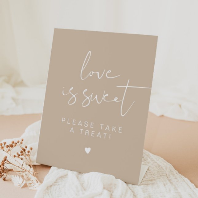 INDIE Boho Beige Cream Love is Sweet Favour Pedestal Sign (Creator Uploaded)