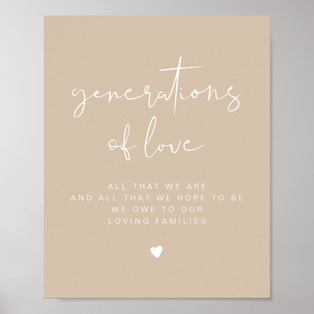 INDIE Boho Beige Generations of Love Wedding Sign (Front)