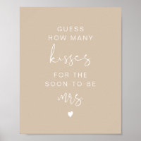 INDIE Boho Beige Guess How Many Kisses Bridal Sign