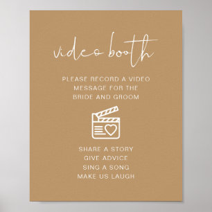 INDIE Boho Beige Modern Wedding Video Booth Sign
