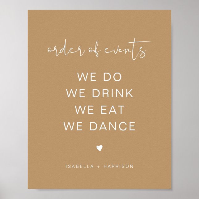 INDIE Boho Beige Wedding Order of Events Poster (Front)