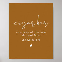 INDIE Boho Burnt Orange Wedding Cigar Bar Poster
