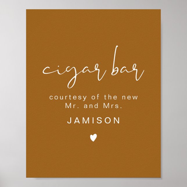 INDIE Boho Burnt Orange Wedding Cigar Bar Poster (Front)