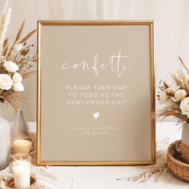 INDIE Boho Earth Toned Beige Confetti Toss Sign (Creator Uploaded)