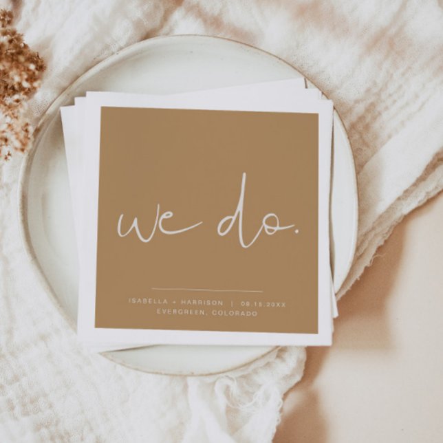 INDIE Boho Earth Toned Beige Wedding We Do Napkins (Creator Uploaded)