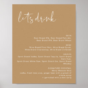 INDIE Boho Earth Toned Let's Drink Bar Menu Sign