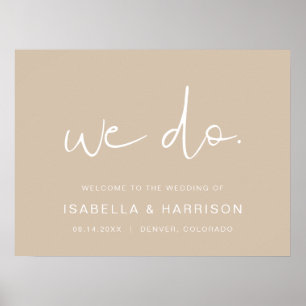 INDIE Boho Minimalist Beige We Do Welcome Poster