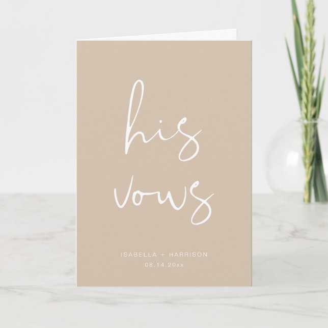 INDIE Boho Minimalist His Wedding Vows Card (Front)