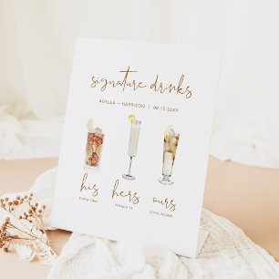INDIE Boho Watercolor Cocktail Signature Drink Pe Pedestal Sign