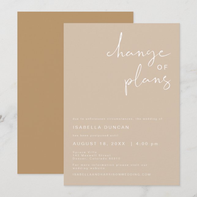 INDIE Boho Wedding Change of Plans Invitation (Front/Back)