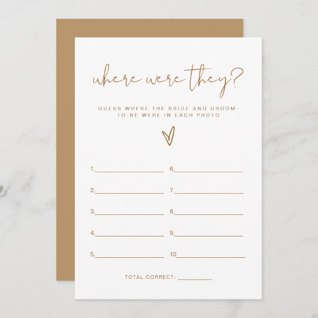 INDIE Boho Where Were They Bridal Shower Game  Invitation (Front/Back)