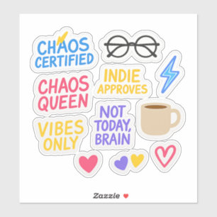 Indie Chaos Sticker Pack -10 Die-Cut Vibe Stickers
