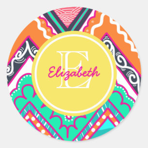 Indie Chevron Classic Round Sticker