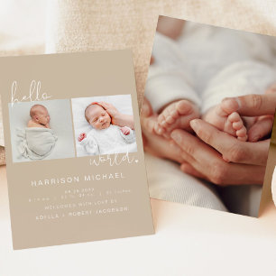 INDIE Earth Toned Beige Newborn Photo Announcement