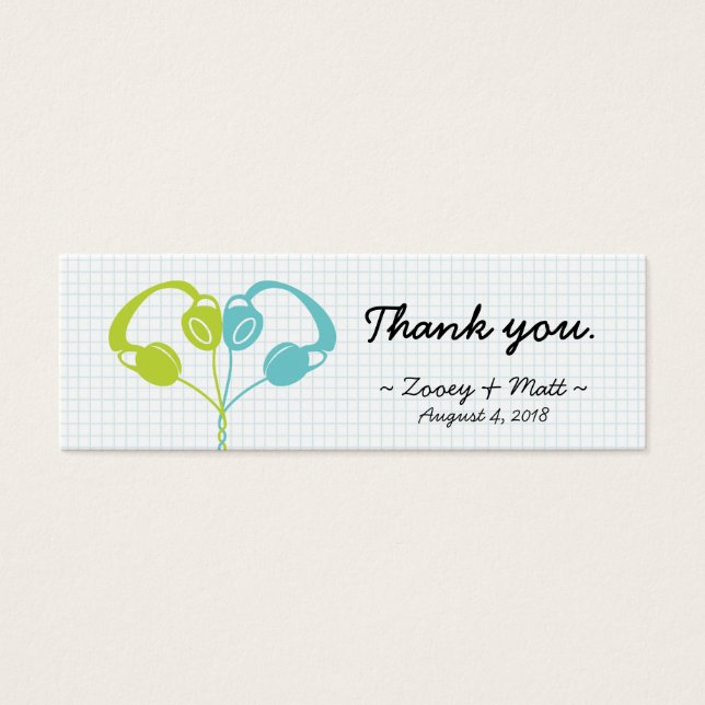 Indie Headphone Heart Blue / Lime Green Wedding (Front)