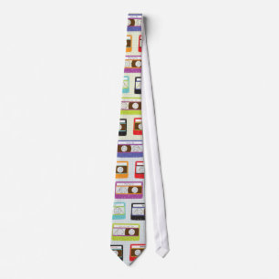 Indie Mixtapes Retro 80s Cassette Tape Pattern Tie