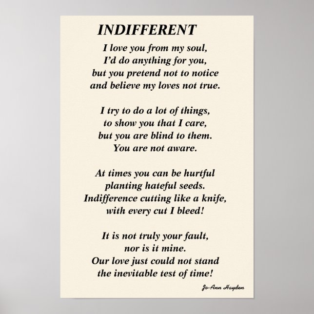 INDIFFERENT poemPrint, Value Poster Paper (Matte) (Front)