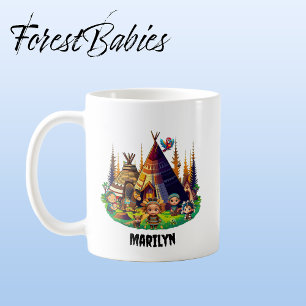 Indigenous American Indian kids, Tipis & Animals Coffee Mug