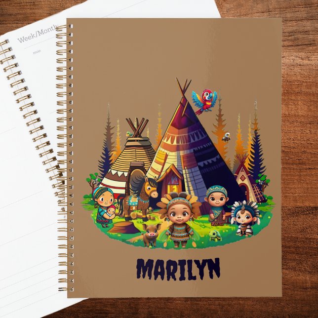 Indigenous American Indian kids, Tipis & Animals Planner (Indigenous ForestBabies Planner)