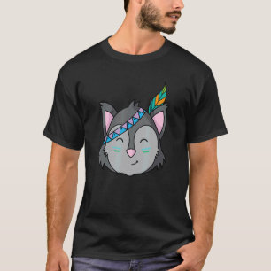Indigenous Animal with Headband Racoon or Cat 1 T-Shirt