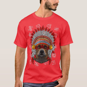 Indigenous Corgi Native American Indian Dog Headdr T-Shirt