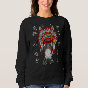 Indigenous Donkey Native American Indian Headdress Sweatshirt