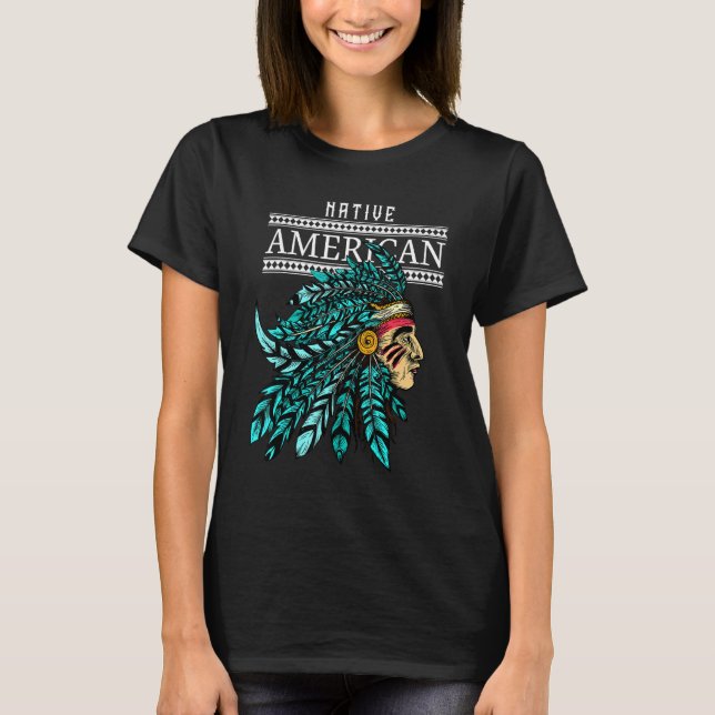 Indigenous Headdress - Colourful Native American H T-Shirt (Front)