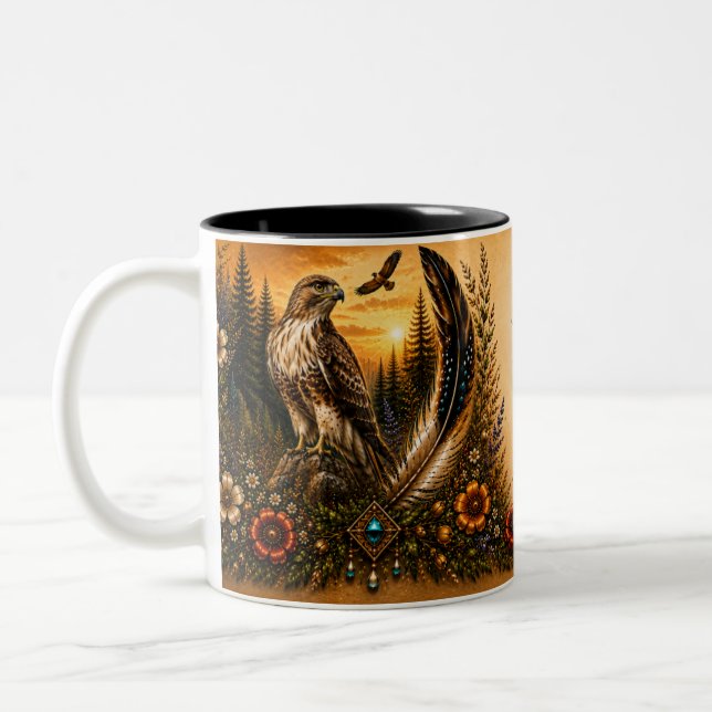 Indigenous Heritage Hawk Two-tone Mug (Left)