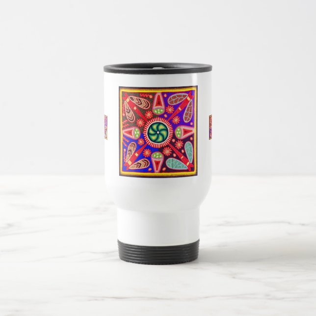 Indigenous Huichol Bright Colours Travel Mug (Center)