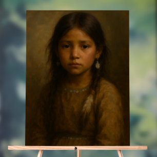 Indigenous-Inspired Portrait of a Young Girl Wall  Acrylic Sign