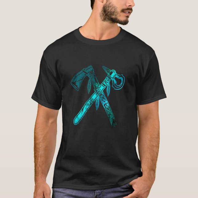 Indigenous Native American Tomahawk Axe Abstract I T-Shirt (Front)