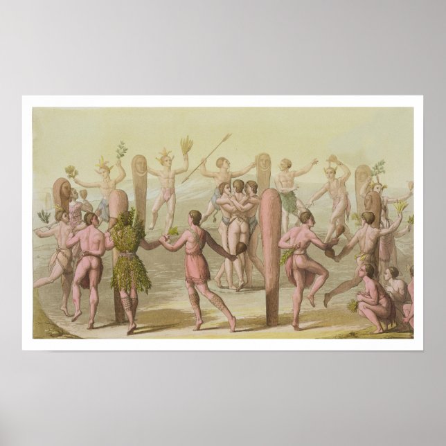 Indigenous Natives Doing a Ceremonial Dance (engra Poster (Front)