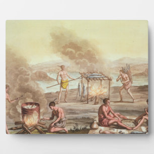 Indigenous natives from Florida preparing and cook Plaque