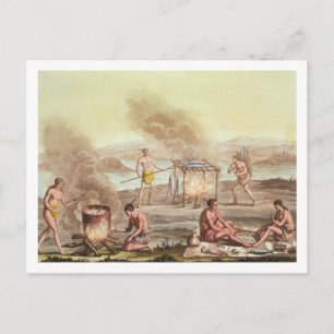 Indigenous natives from Florida preparing and cook Postcard