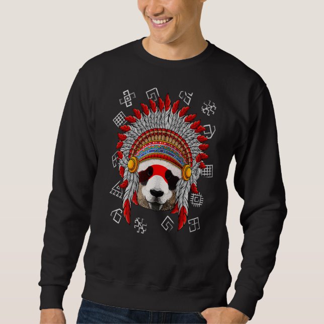 Indigenous Panda Native American Indian Headdress  Sweatshirt (Front)