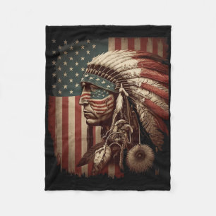Indigenous People Tribal Cg Native American Indian Fleece Blanket