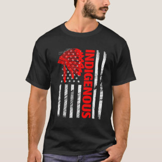 Indigenous Peoples' Day Distressed Headdress Usa F T-Shirt