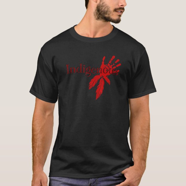 Indigenous Red Hand Native Indigenous Hand With Fe T-Shirt (Front)