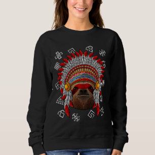 Indigenous Sloth Native American Indian Headdress Sweatshirt
