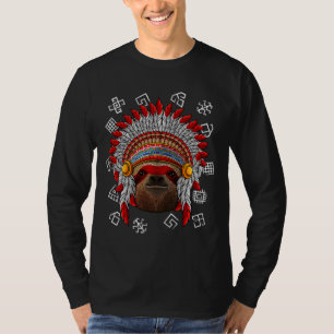 Indigenous Sloth Native American Indian Headdress T-Shirt
