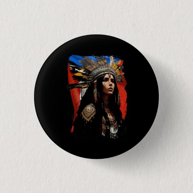 Indigenous Taino Woman Puerto Rican Flag Caribbean 3 Cm Round Badge (Front)